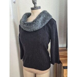 Kathy Ireland vintage 15% Wool Blend Faux Shawl collar  Sweater